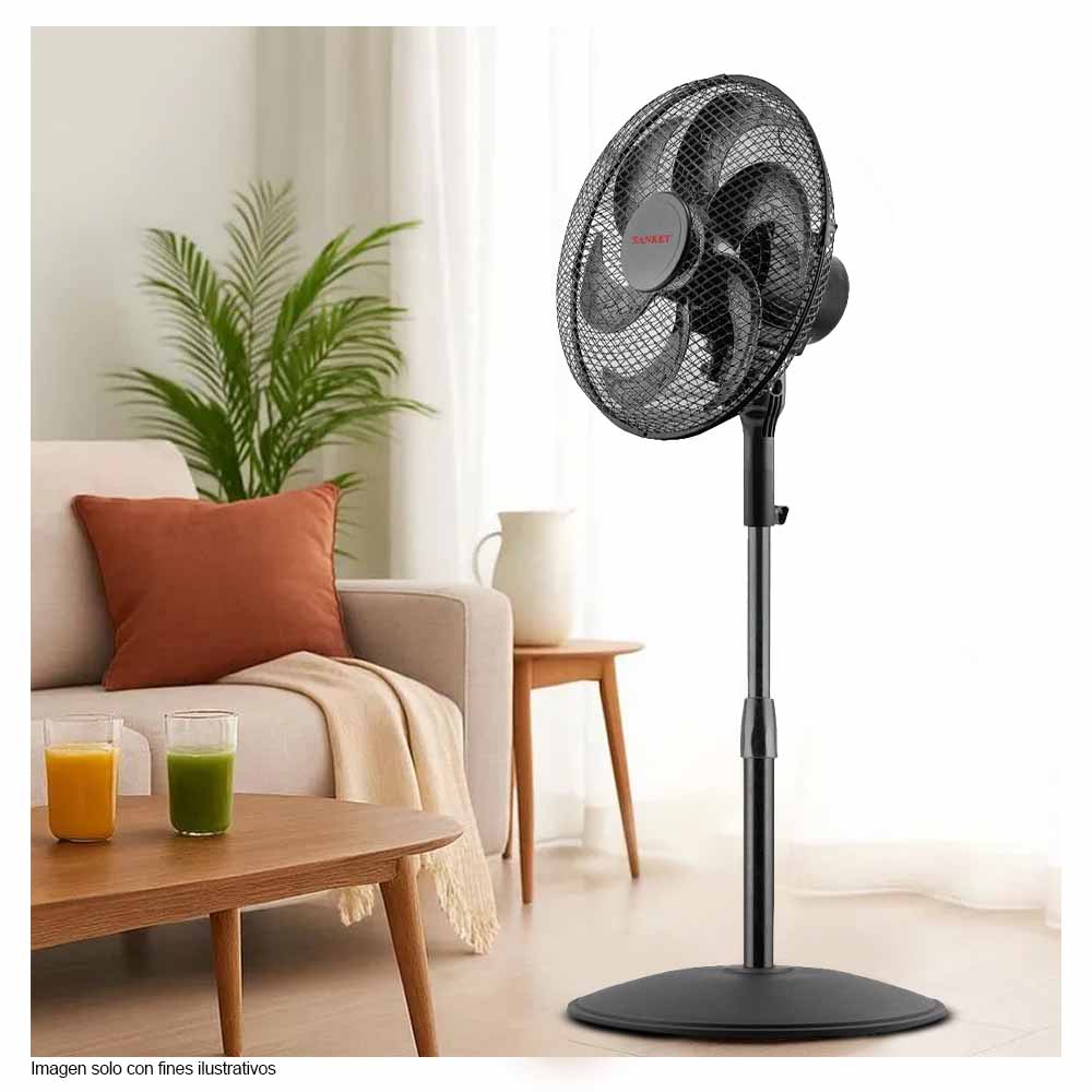 Abanico de pedestal 12" FN-1216M 3 velocidades color negro. - Image 2