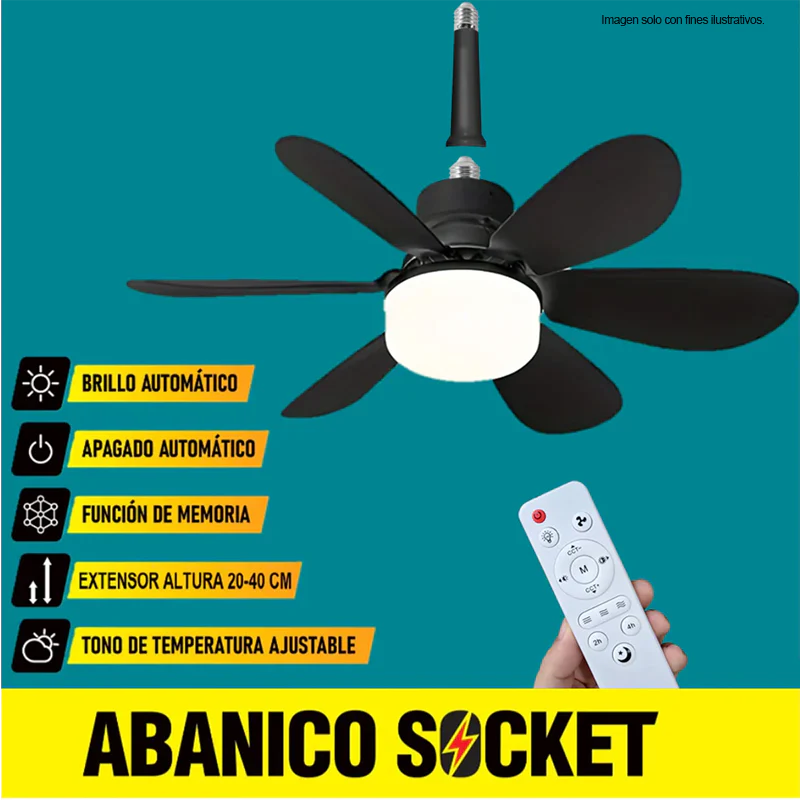 Abanico de techo 20" ELT0388 de Socket, con luz tono ajustable, color negro mate - Image 3