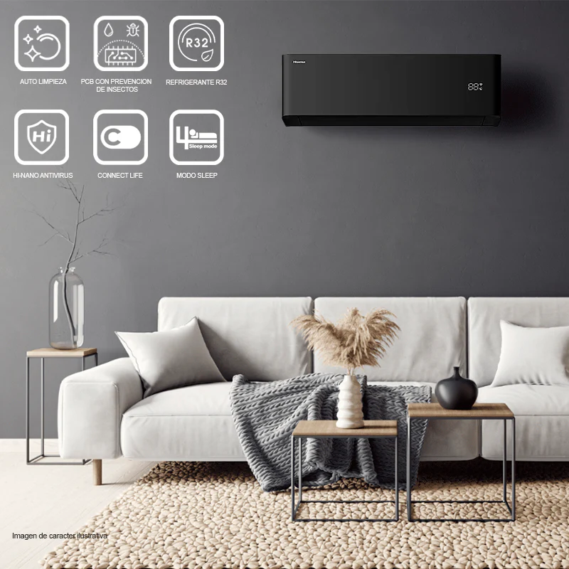 Aire acondicionado Split Inverter 12000BTU, ATR122HB negro Hisense SEER 21, Wi-Fi. - Image 5