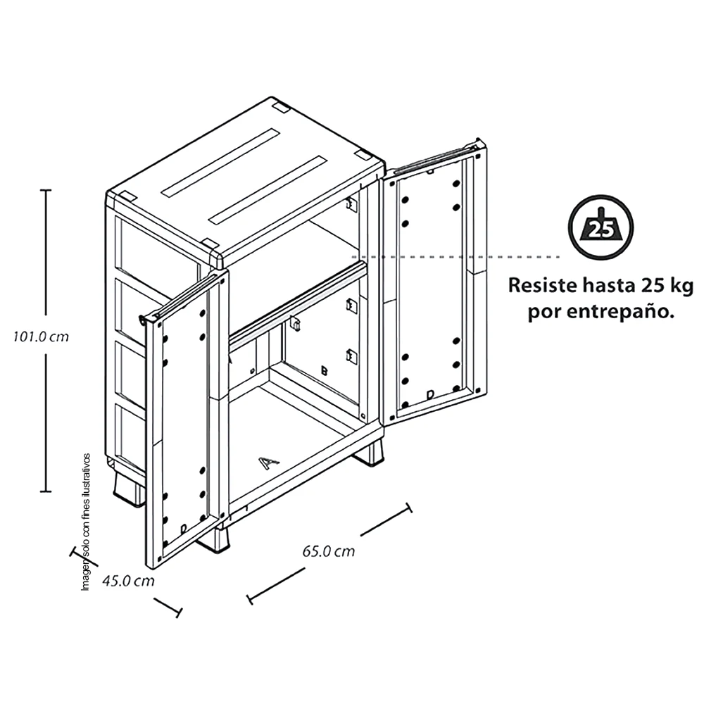 Armario mediano Barú Taupe 9290-XP, ideal para exterior como interior - Image 4