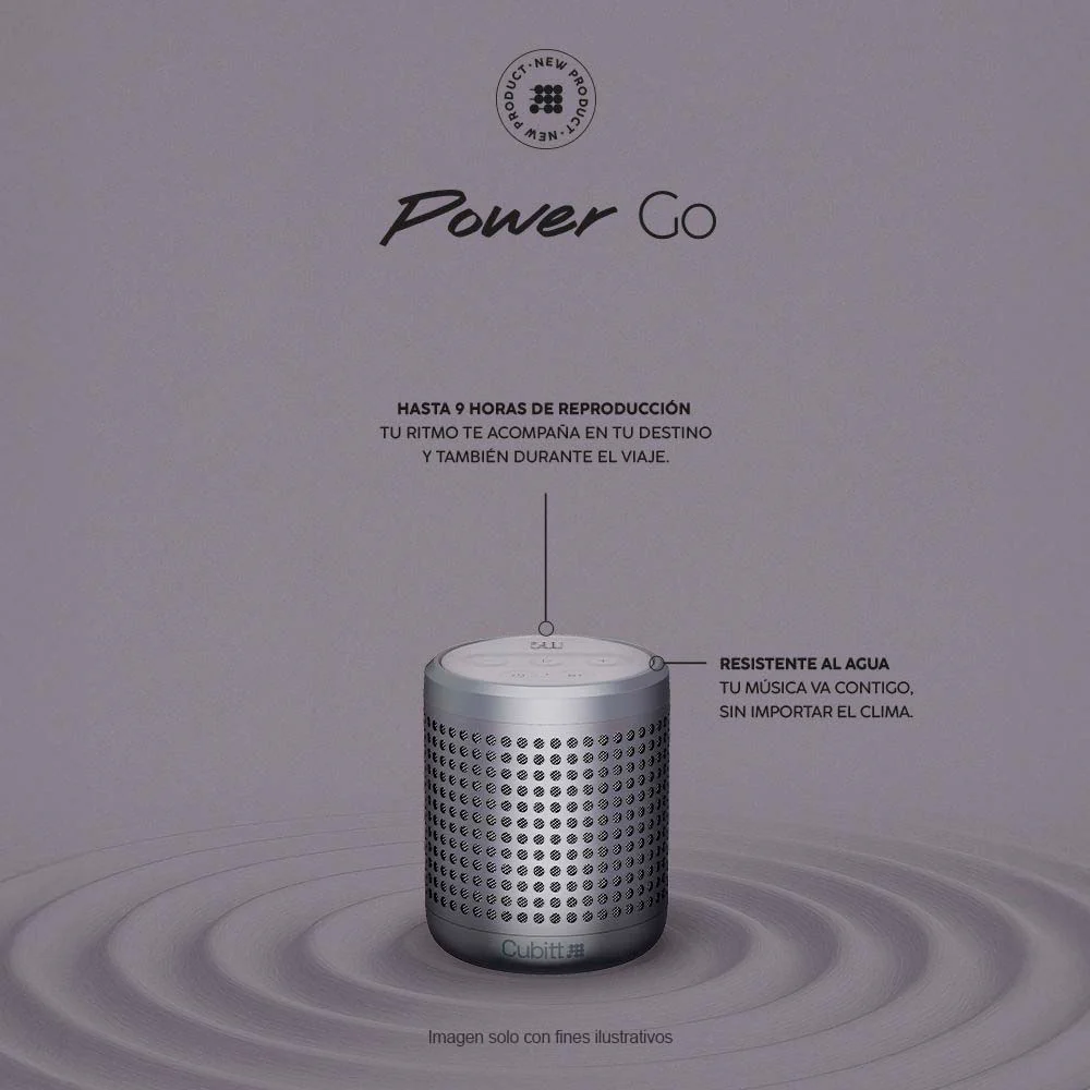 Bocina portátil CT-PWGO2-8 Cubitt Power Go Bluettoth color plateado - Image 3