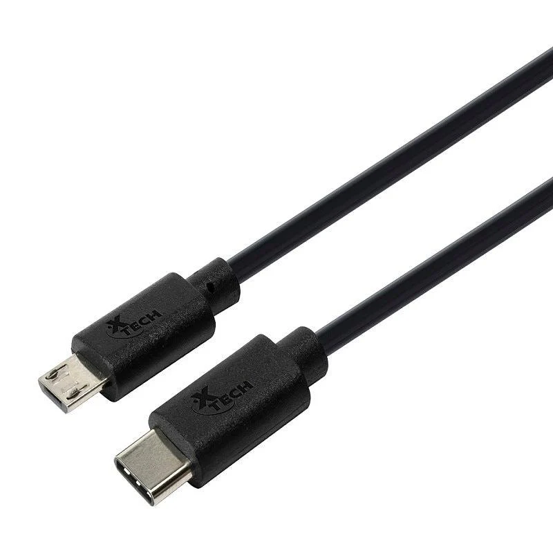 XTECH XTC-520 ACCESORIO CELULAR CABLE TIPO C A MICRO USB 1.8M NEGRO