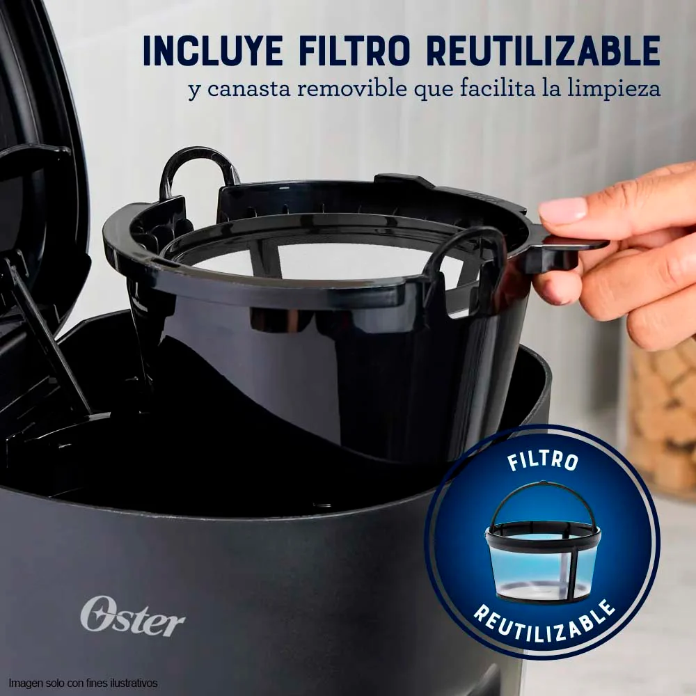 Cafetera 12 tazas BVSTDCS121B Oster con filtro reutilizable - Image 4