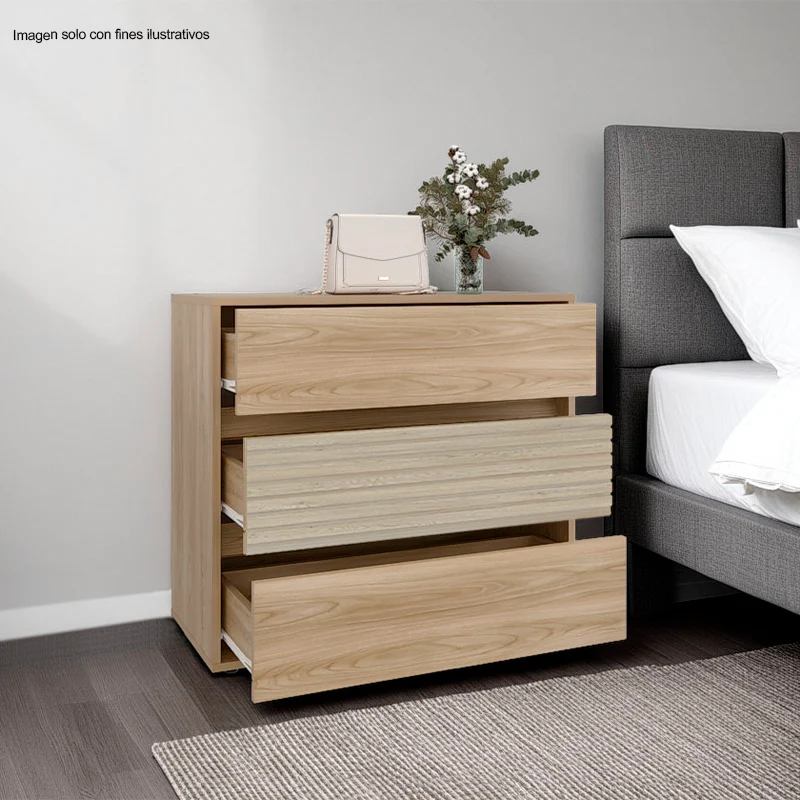 Cajonera WANDA CFR 12493 color Fresno Europeo + Roble natural, 3 cajones.
