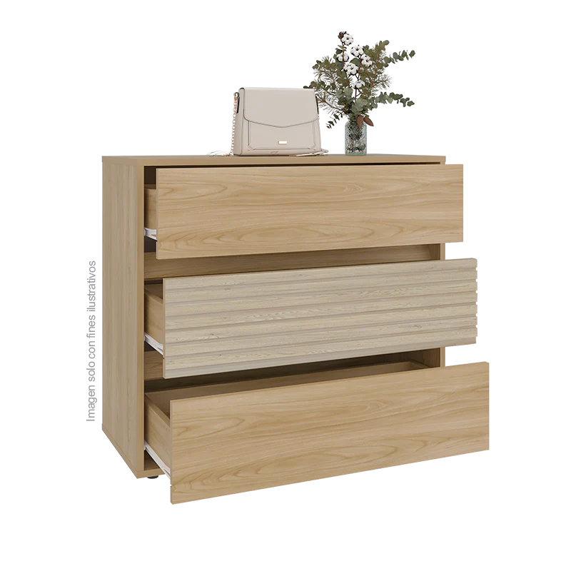 Cajonera WANDA CFR 12493 color Fresno Europeo + Roble natural, 3 cajones. - Image 4
