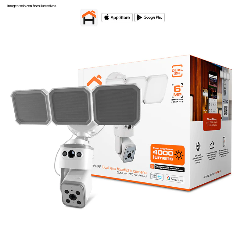 Cámara Smart Wi-Fi de doble lente con reflector NHC-FP50DL Nexxt. Alta intensidad luminaria 4000 lúmenes de poder y seguridad - Image 5