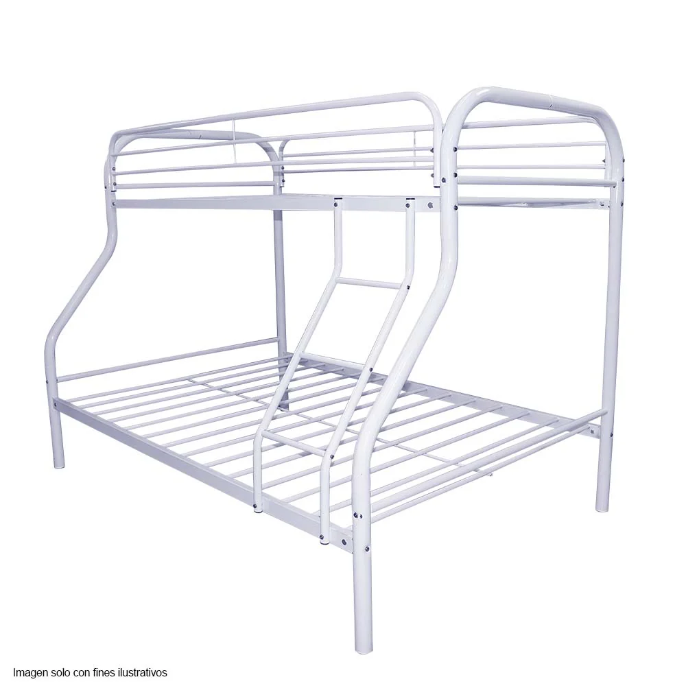 Camarote tubular DC-640 Twin / Full, estructura de metal color blanco