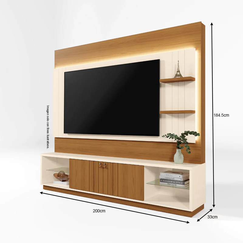 Centro de entretenimiento Home Guaiba, para TV hasta 65", color Off White / almendra - Image 2