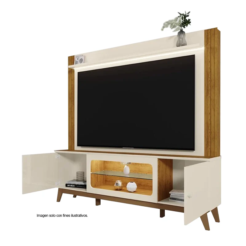 Centro de entretenimiento HOME MACEIO Color off White / canela Ideal para televisores de hasta 75" - Image 3