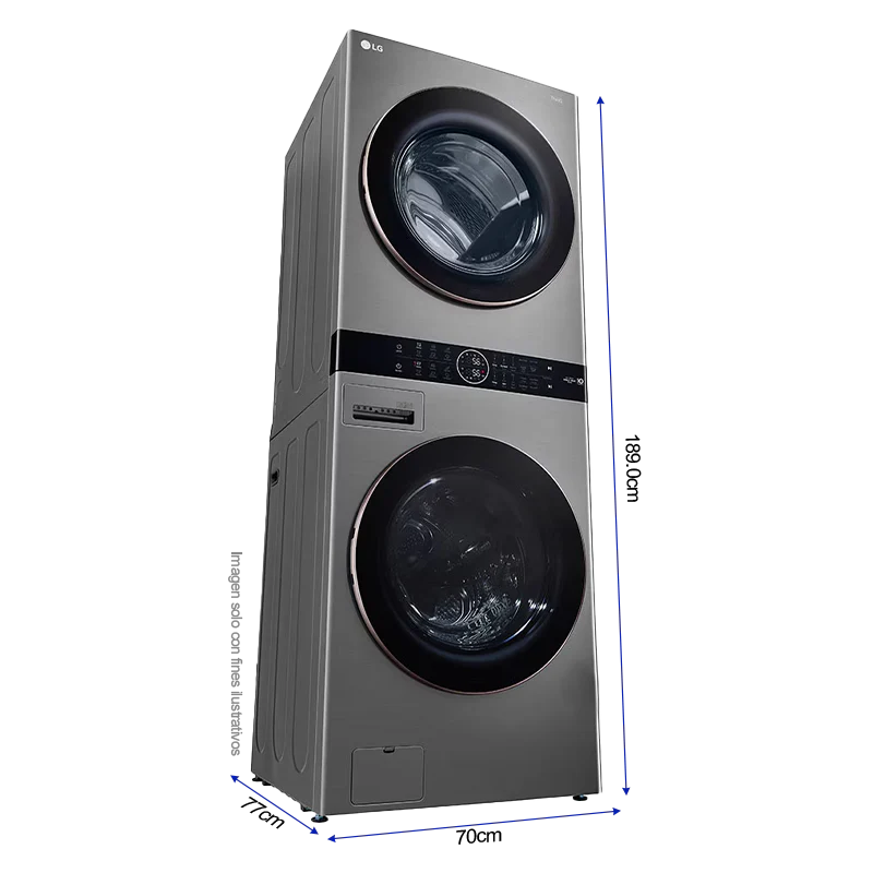 Centro de lavado eléctrico 22Kg WK22VS6PE LG, color silver, motor inverter, conectividad ThinQ - Image 3
