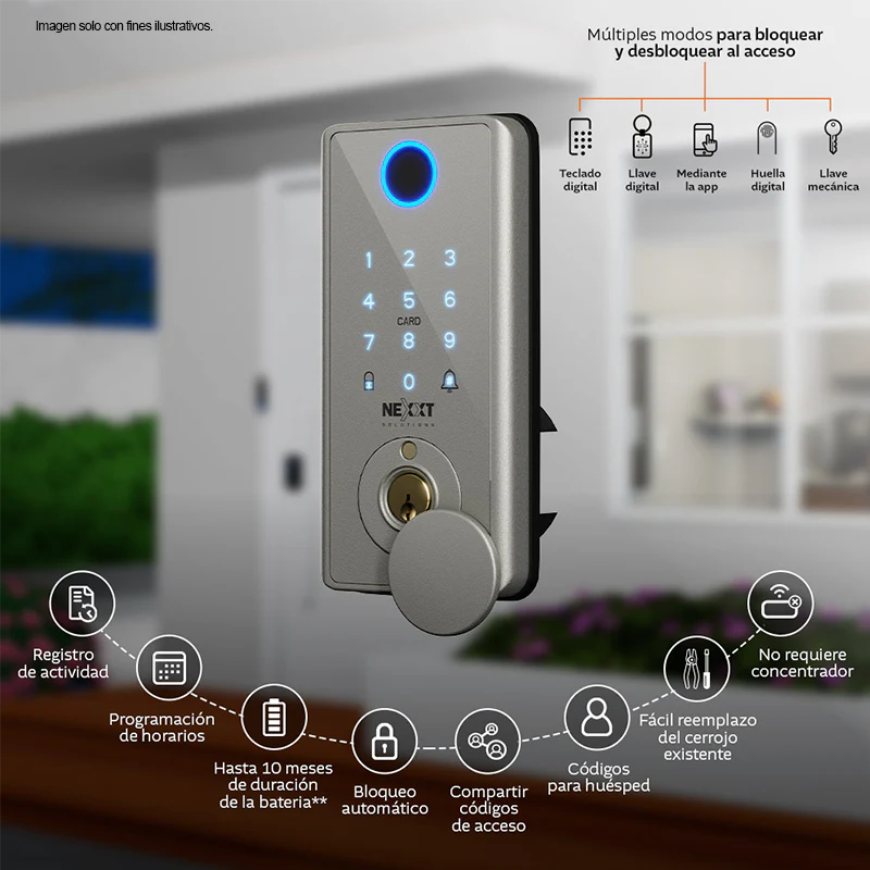 Cerradura inteligente Wi-Fi Modelo NHS-D150 ST Color acero inoxidable. Nexxt - Image 3