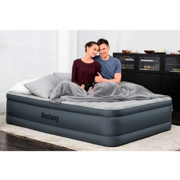 Colchón inflable Queen 69076 Bestway 80x60x18 pulgadas, Fortech Airbed Snugable Top Built-in ac pump - Image 2