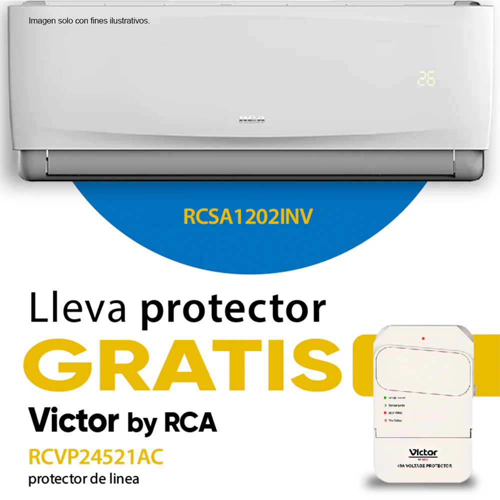 Combo de aire acondicionado de 12000 BTU RCSA1202INV - inverter + Protector de voltaje de línea, RCVP24521AC.