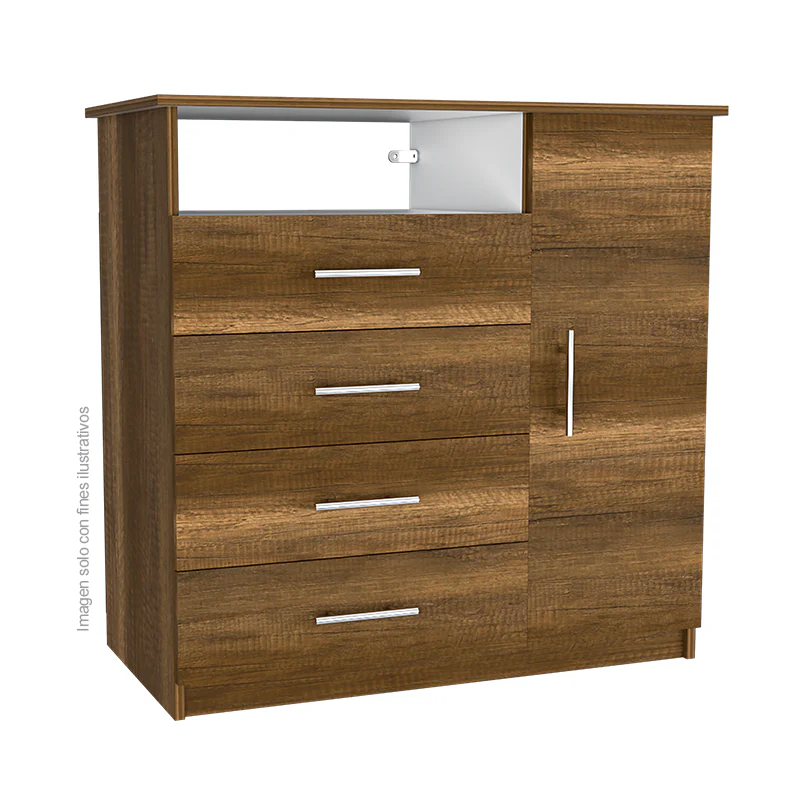Cómoda Perú CCB 7060 4 cajones + 1 puerta abatible espacio para colgar ropa - Image 2