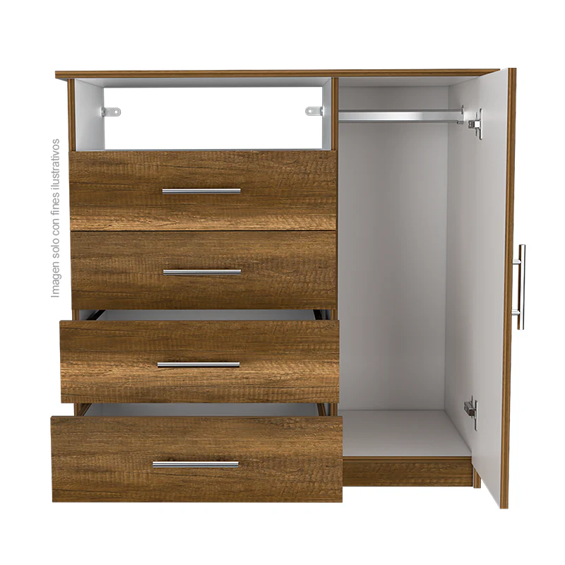 Cómoda Perú CCB 7060 4 cajones + 1 puerta abatible espacio para colgar ropa - Image 4