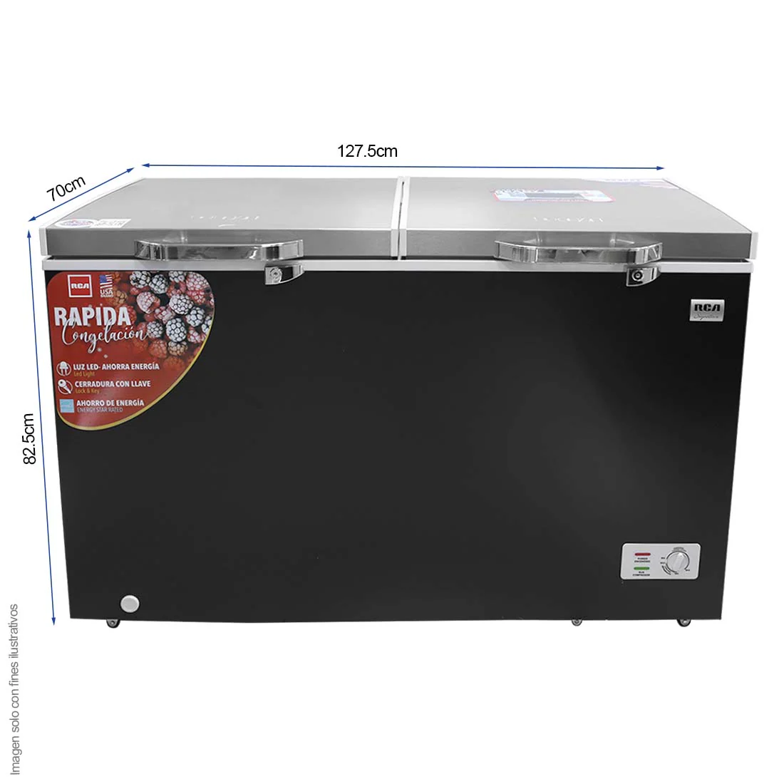 Congelador Horizontal 15pc RCSF152DA RCA luz LED cierre con llave , 2canastas de alambrón - Image 4