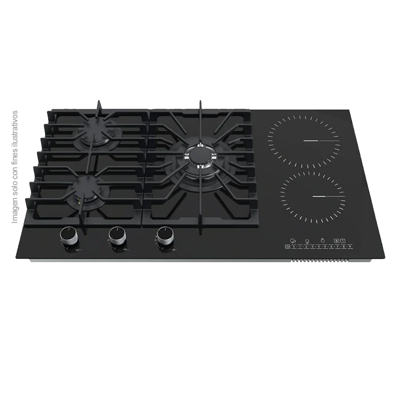 Estufa empotrable Dual - Gas y eléctrica (76cm) Sicilia Touch 76, 5 quemadores acabado de vitrocerámica Drija