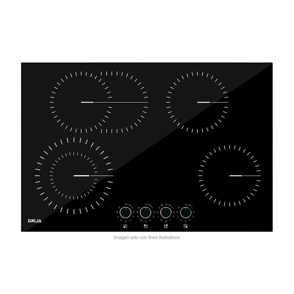 Estufa empotrable Bari 76-A Drija | 4 quemadores Europeos EGO | superficie Vitrocerámica color negro | 220V - 50-60Hz - Image 2