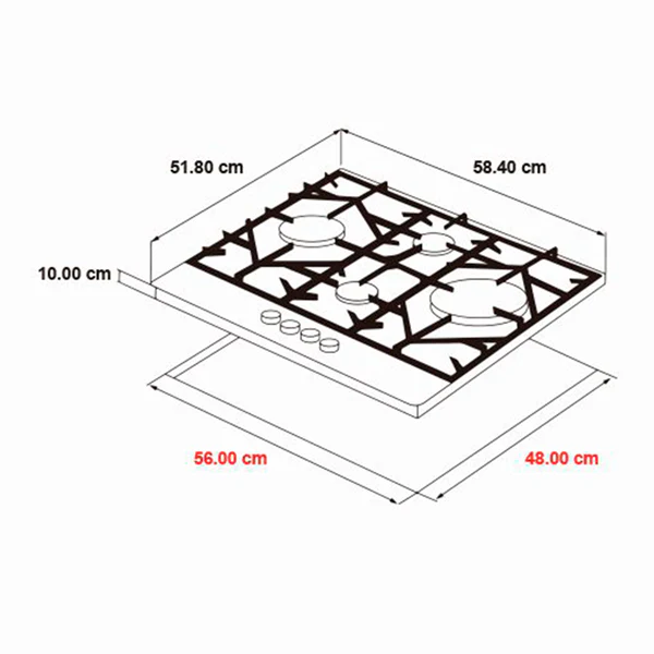 Estufa empotrable a gas de 24" Ferrara 60 de 4 quemadores Drija - Image 2