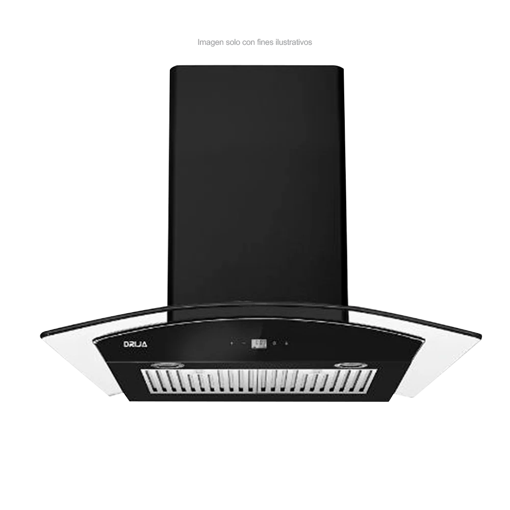 Extractor de grasa 29" (75cm) Prisma Touch 76 Black mate Drija 2 chimeneas iluminación LED, panel digital temporizador.