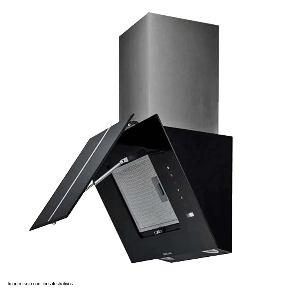 Extractor de grasa 60cm modelo Triangolo 60 de cristal negro con borde de acero, DRIJA  panel digital - Image 2