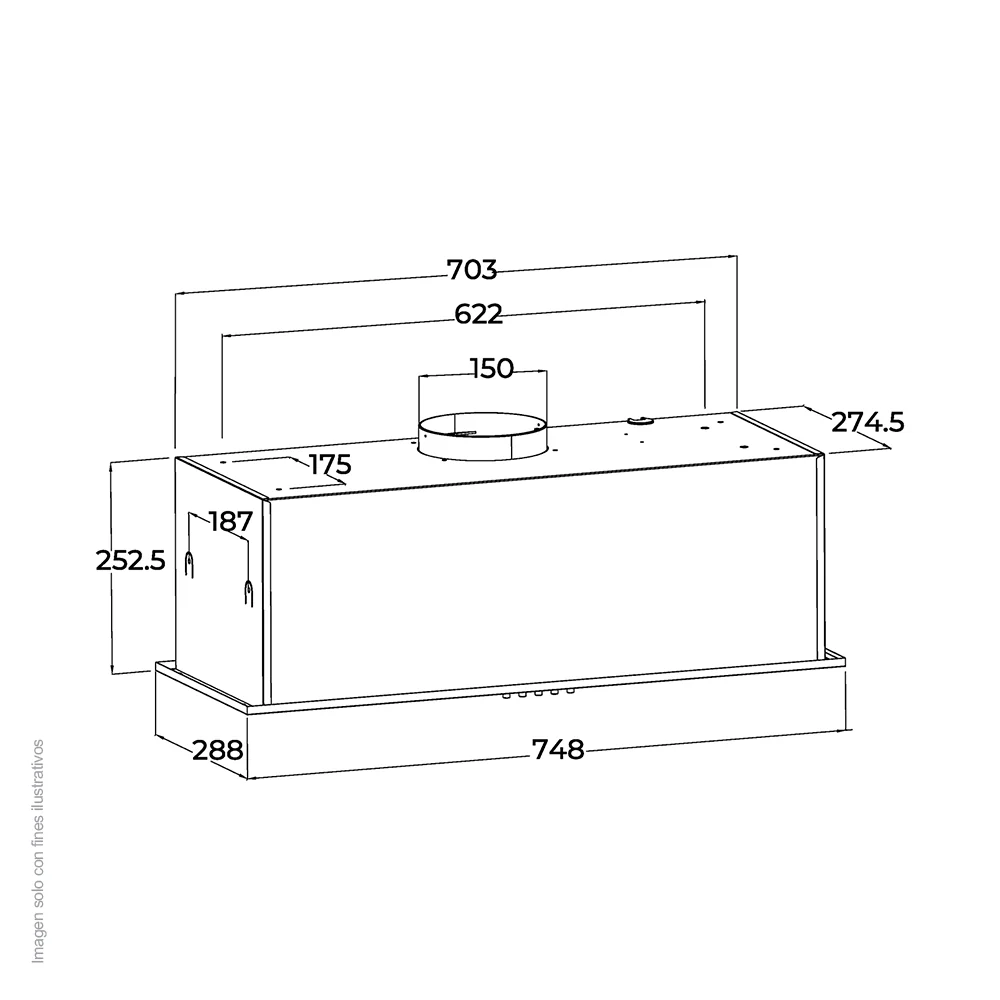 Extractor de grasa empotrable 74,8cm, modelo Invisible 76-I Drija, acero inoxidable, extracción de 650MCH, voltaje 120V-60Hz - Image 2