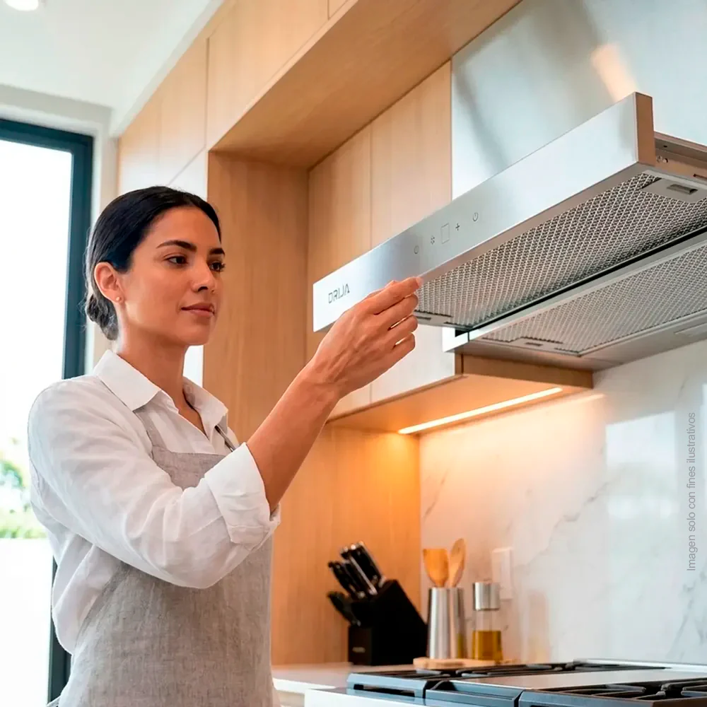 Extractor de grasa empotrable 89.8cm, Retráctil 90 acero, Drija, diseño discreto y moderno, extracción de 270MCH, 2 velocidades de extracción. - Image 2
