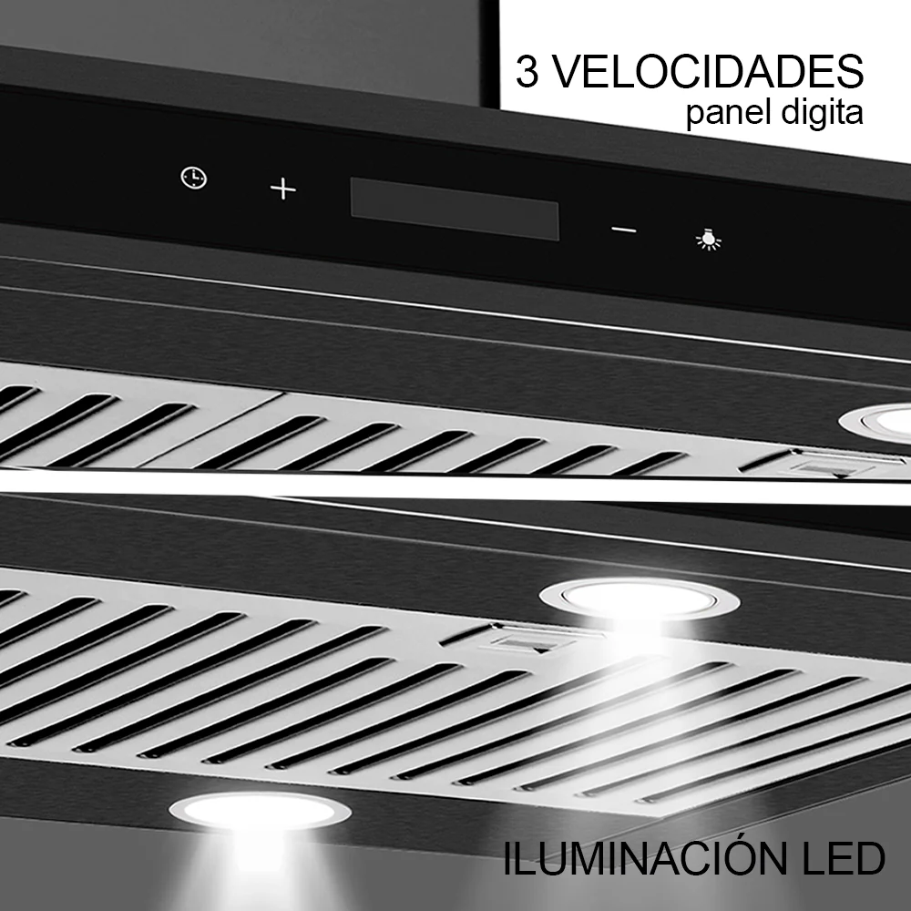 Extractor de grasa 75.8cm, Quadrato Isla 76 Black Drija, color negro, 650MCH de extracción, voltaje 110V / 60hz - Image 3