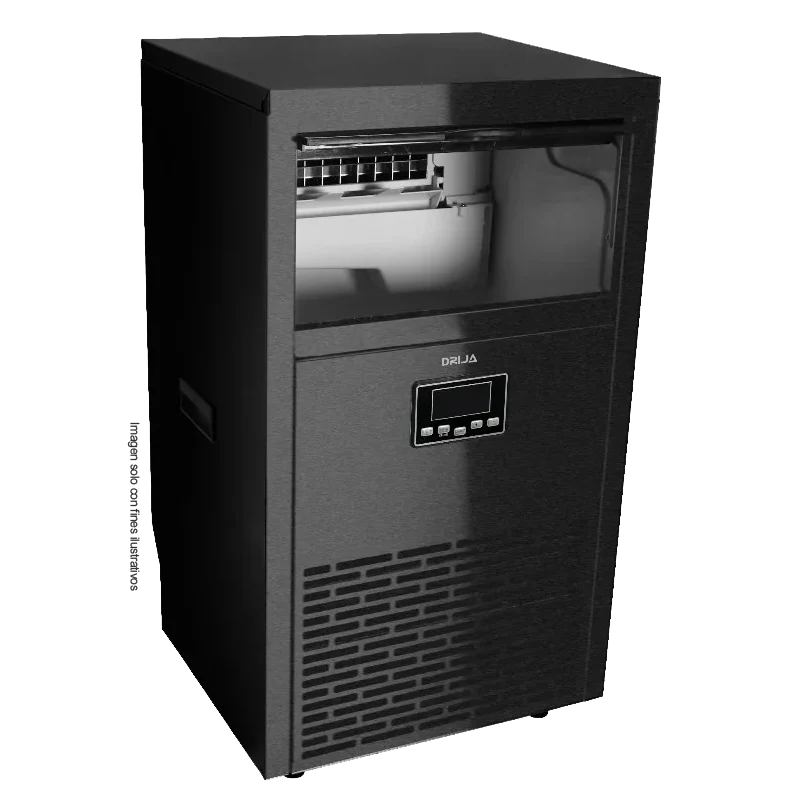 Fabricador de hielo FH45- Black | Drija, acero inoxidable Capacidad 45kg, forma de hielo cubos cuadrados producción continua. - Image 3