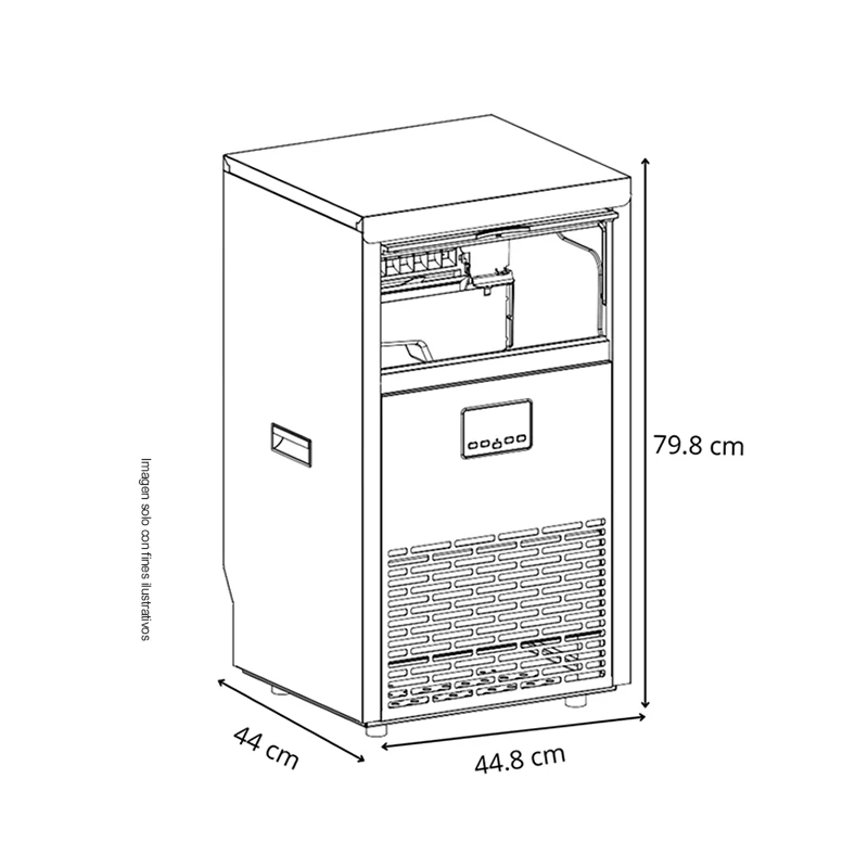 Fabricador de hielo FH45- Black | Drija, acero inoxidable Capacidad 45kg, forma de hielo cubos cuadrados producción continua. - Image 5