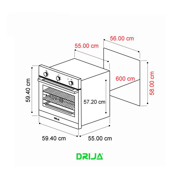 Horno empotrable 24" a gas Europa 60 Drija color negro 110v - Image 5