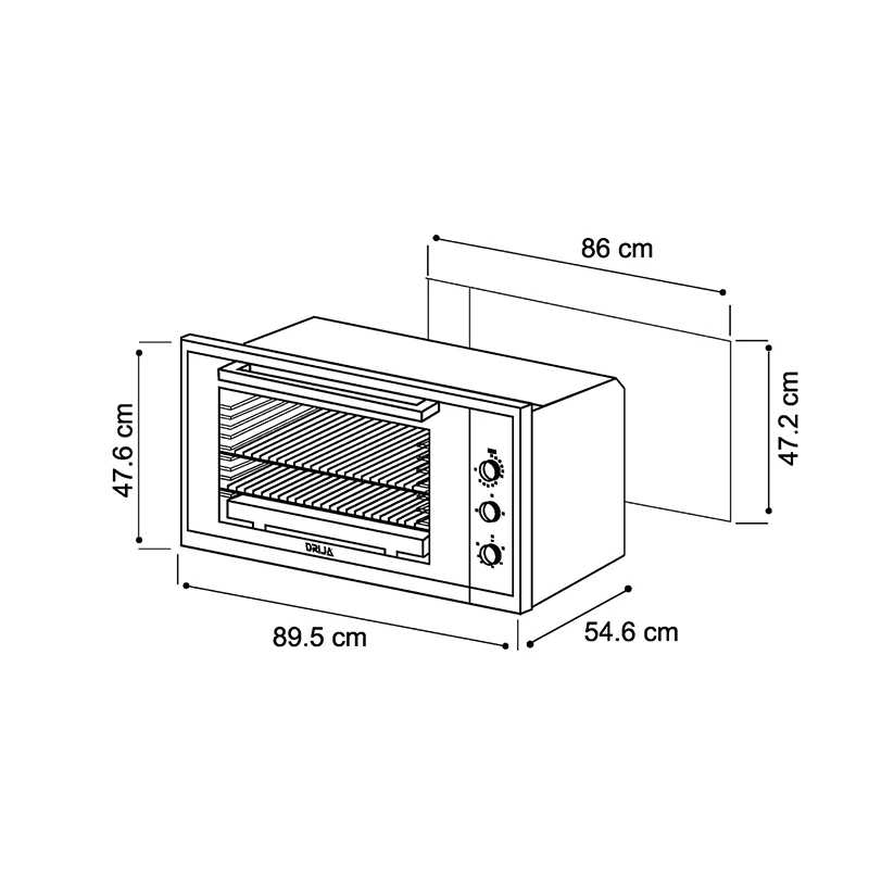Horno empotrable a gas AMÉRICA 90 GAS-A Capacidad de 105 litros (3.71pc) diseño minimalista, triple vidrio templado en puerta, encendido eléctrico. - Image 3