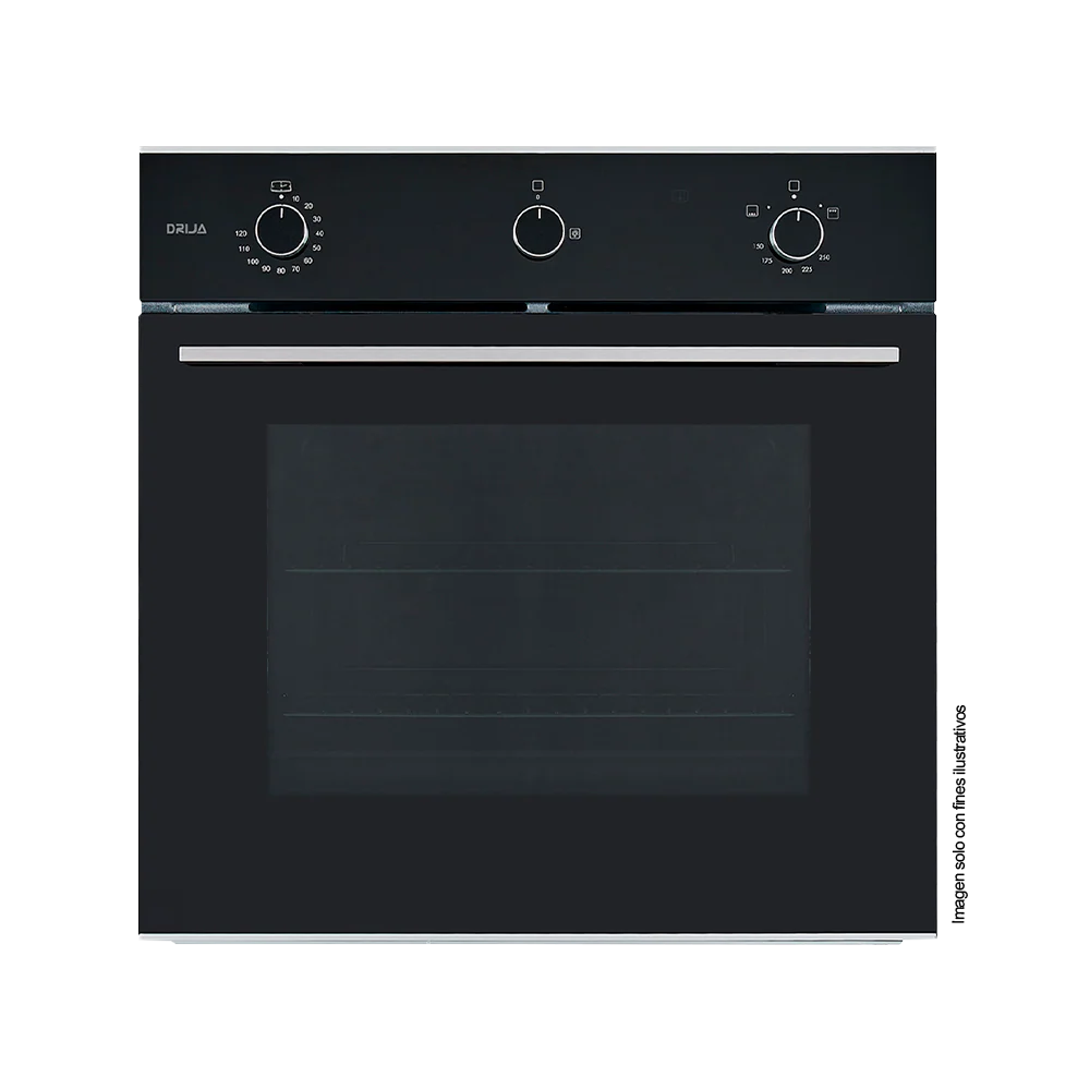 Horno a gas empotrable, EUROPA 60 Acero inoxidable S304 | frente de vidrio ahumado Capacidad de 72litros / 2.54pc 2 quemadores independientes.