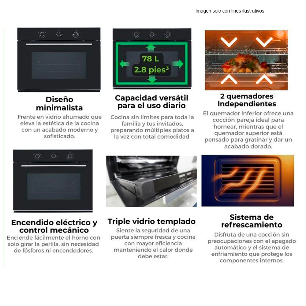 Horno gas grill empotrable, 78 litros, ROMA 76 GAS GRILL, Drija, 75.5 cm - Image 5
