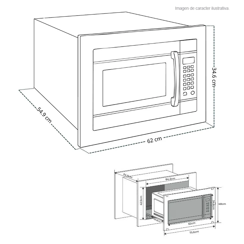 Horno microondas empotrable inverter VENETO 62L BLACK-I, 62 litros, Trim de acero inoxidable, panel digital, 8 funciones automáticas. - Image 3