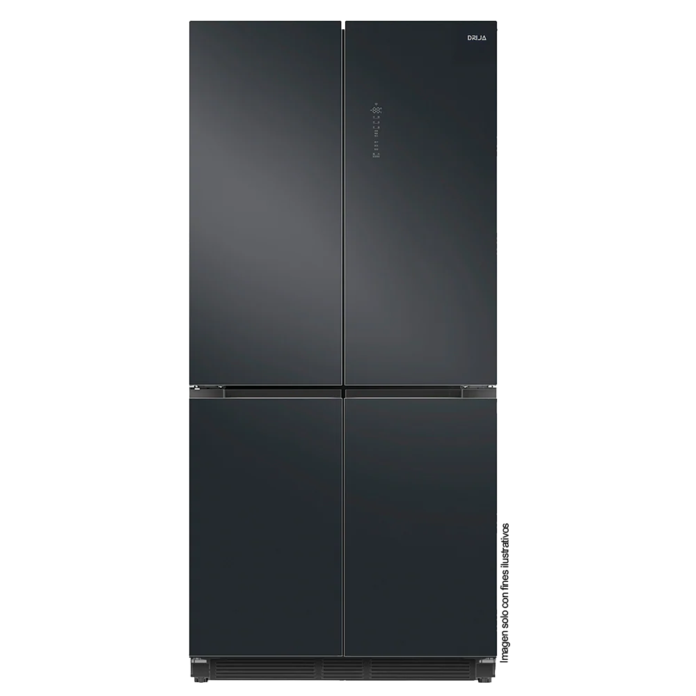 Refrigerador y congelador empotrable 18.4pc, DARK-I 18CD4P Drija, color acero negro pulido mate, Control digital, iluminación LED, compresor inverter