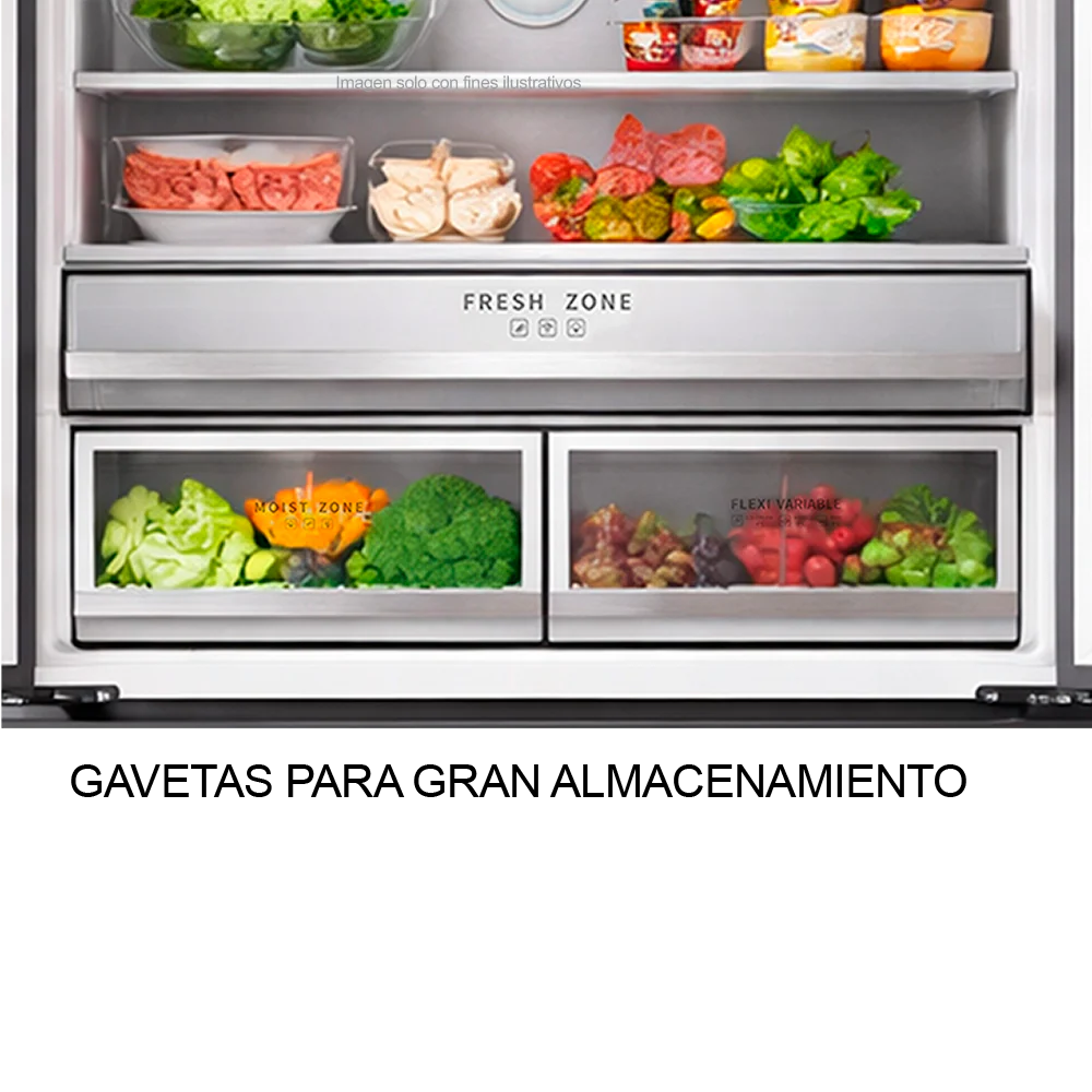 Refrigerador Congelador, diseño empotrable, Glass-B 18FD4P capacidad de 18.1pc / 520 litros, puerta acabado espejo negro, compresor inverter. - Image 5