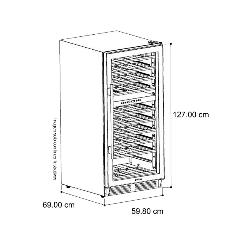 Vinera empotrable DOLCE 110 Drija, capacidad de 110 botellas, diseño versátil y elegante, control táctil (pantalla LED) sistema de enfriamiento dual, puerta reversible, 115V-60Hz - Image 2