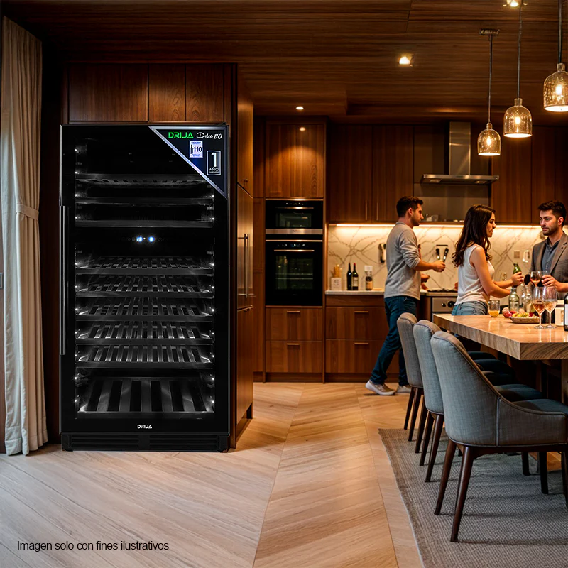 Vinera empotrable DOLCE 110 Drija, capacidad de 110 botellas, diseño versátil y elegante, control táctil (pantalla LED) sistema de enfriamiento dual, puerta reversible, 115V-60Hz - Image 4