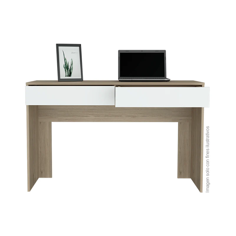Escritorio Acre ERB2689 color Rovere y blanco, 45x120x 75cm, estructura madera aglomerada.