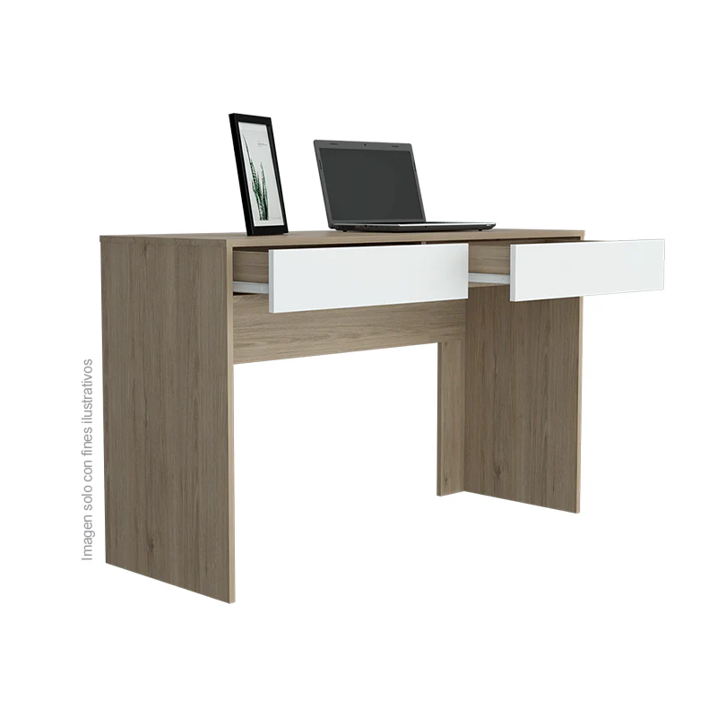 Escritorio Acre ERB2689 color Rovere y blanco, 45x120x 75cm, estructura madera aglomerada. - Image 3