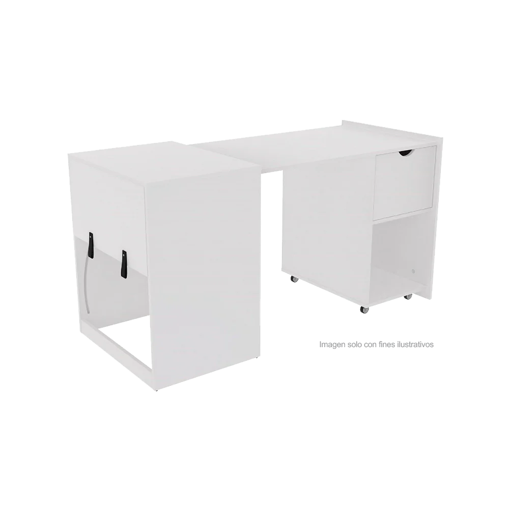 Escritorio XTF-CD210 plegable, color blanco, amplia superficie de trabajo, moderno y funcional.