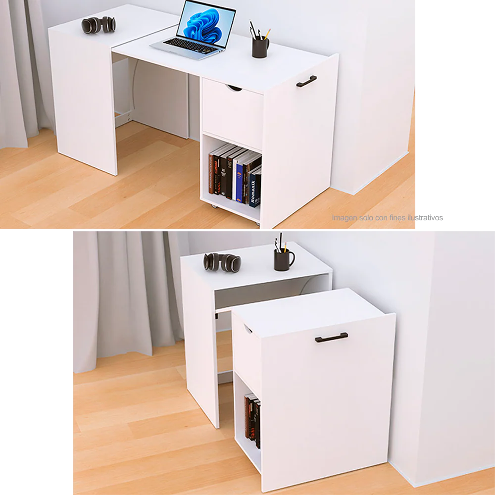 Escritorio XTF-CD210 plegable, color blanco, amplia superficie de trabajo, moderno y funcional. - Image 4