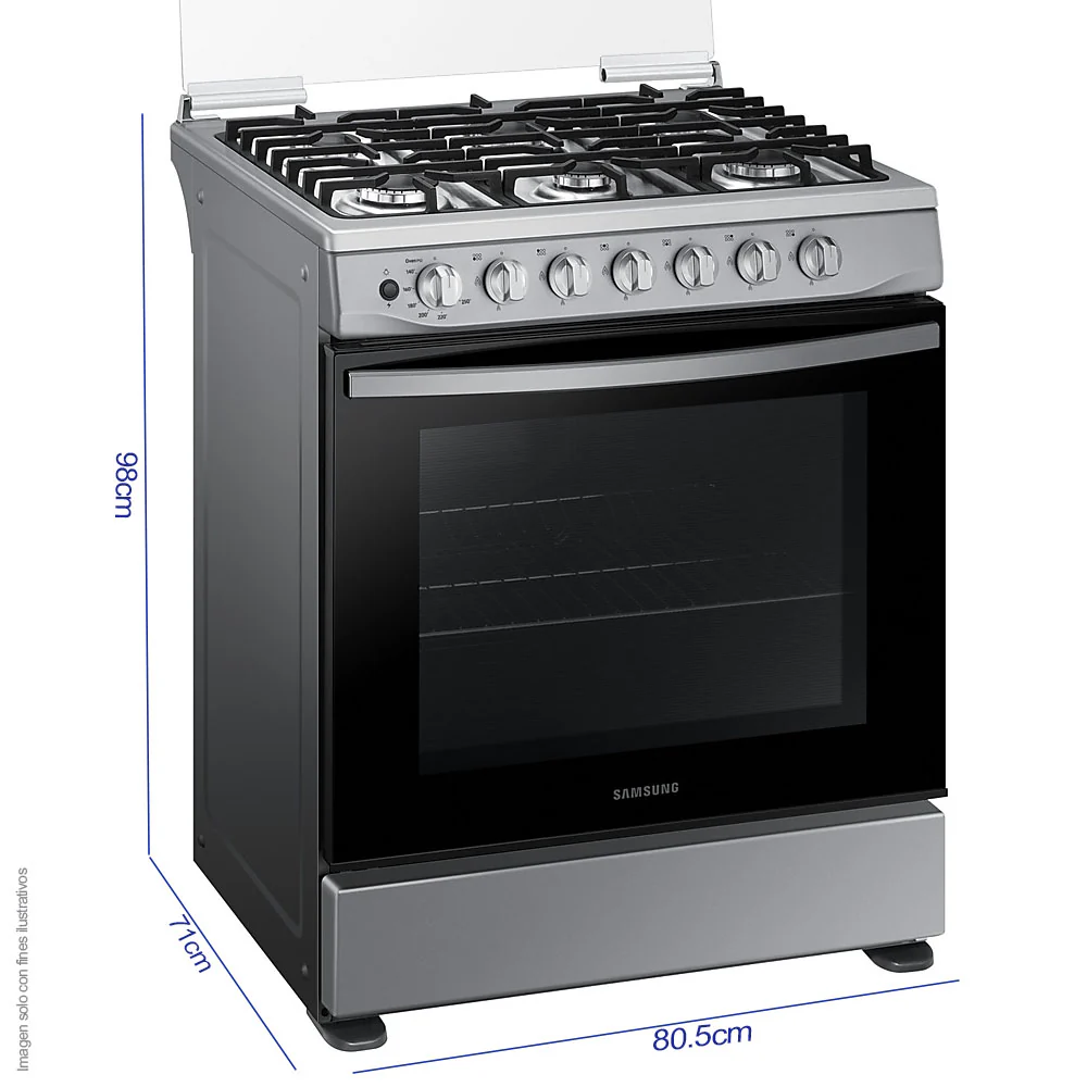 Estufa a gas 30" NX52D3000MV/AX Samsung 6 quemadores, acero inoxidable y parrillas de hierro fundido, tapa de vidrio. - Image 3
