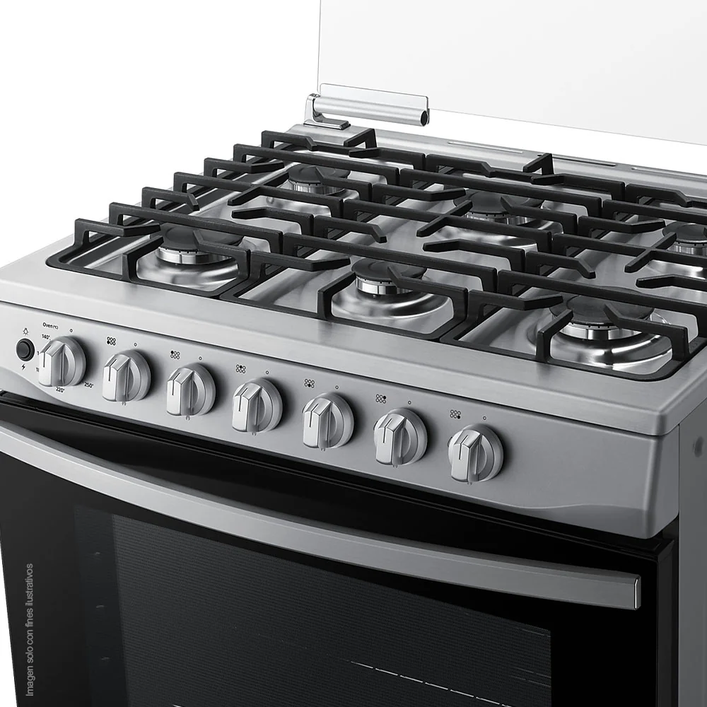 Estufa a gas 30" NX52D3000MV/AX Samsung 6 quemadores, acero inoxidable y parrillas de hierro fundido, tapa de vidrio. - Image 5