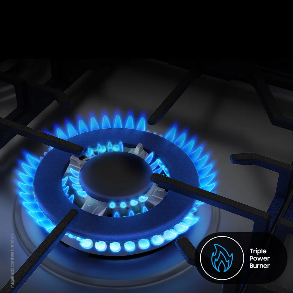 Estufa a gas 30" NX52D3000MV/AX Samsung 6 quemadores, acero inoxidable y parrillas de hierro fundido, tapa de vidrio. - Image 7