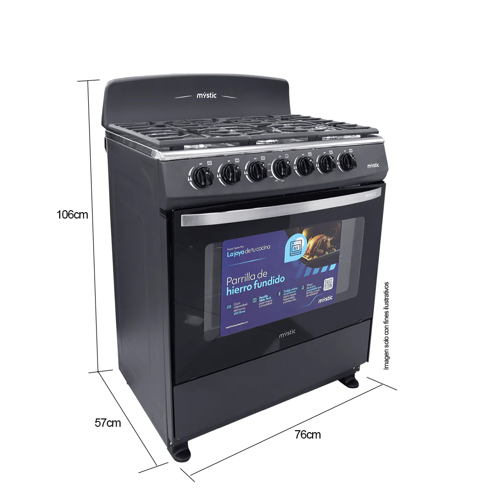 Estufa a gas 30" 6 quemadores AGATA PLUS MY-ST6Q750-PHSC-GY Mystic - Image 2