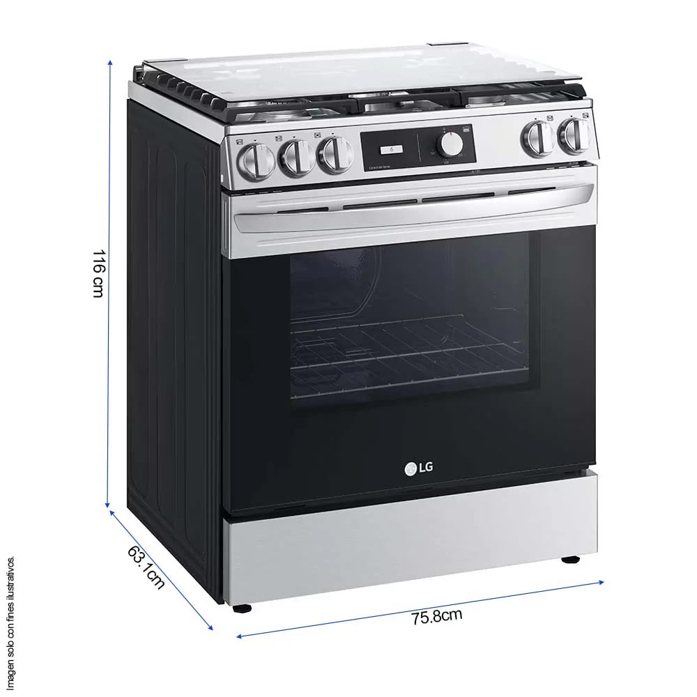 Estufa a gas 30" LRGL5841S, LG 5 quemadores horno 5.8pc Tecnología de limpieza EasyClean - Image 3