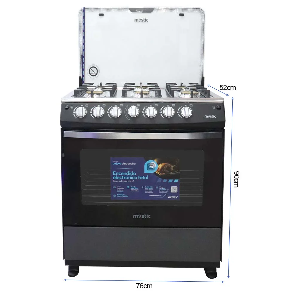 Estufa a gas 30" MY-ST6Q760-PHEL-GY Jade, 6 quemadores Mystic - Image 3