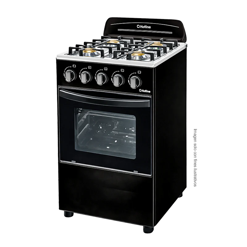 Estufa a gas de 24" | 4 quemadores | Modelo HLGR452F | parrillas de hierro fundido | Hotline | horno capacidad de 60 litros